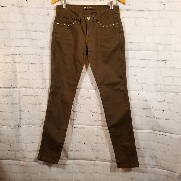 Levi's 524 Too Superlow Womens Jeans Studded Olive Green W27/L32 - Picture 1 of 5